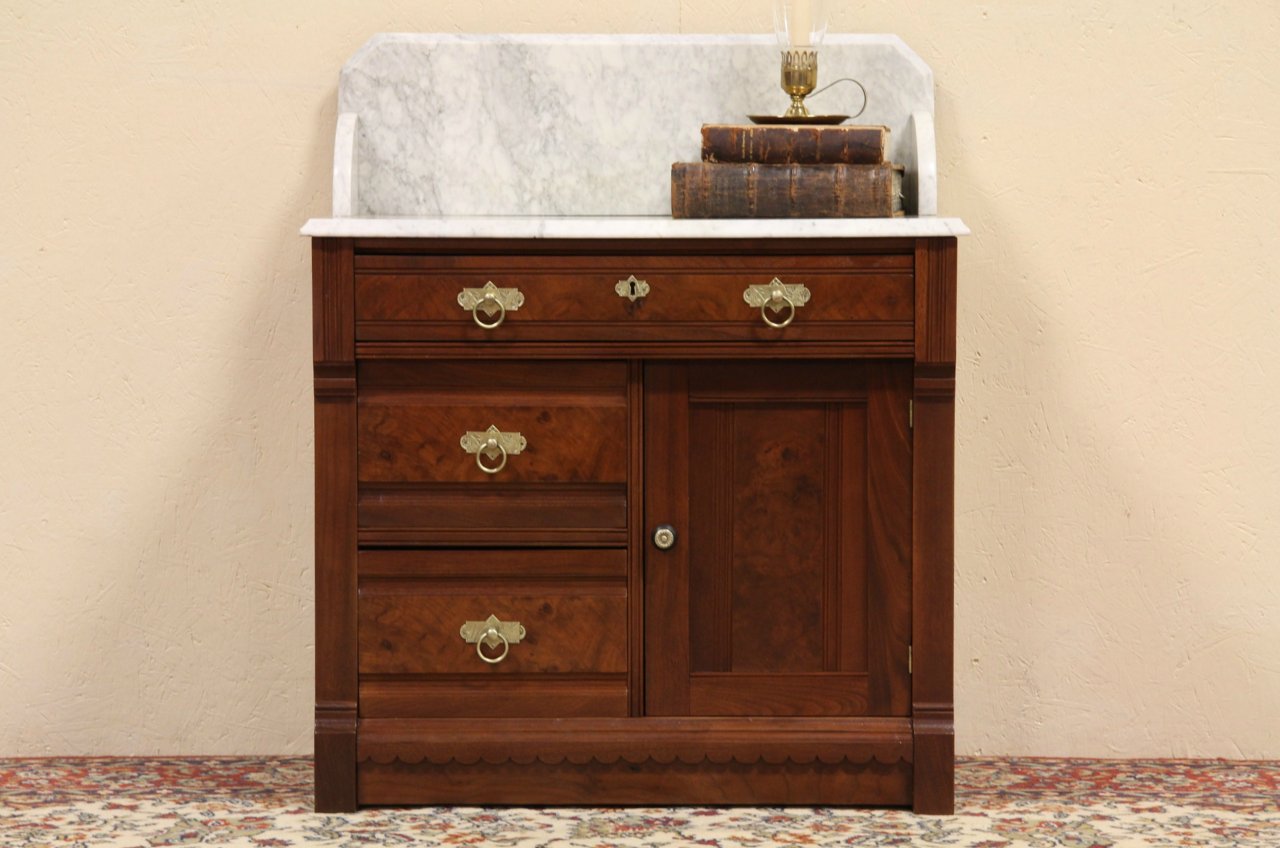 Eastlake Marble Top Chest, Bedside Table or Vessel Sink Vanity