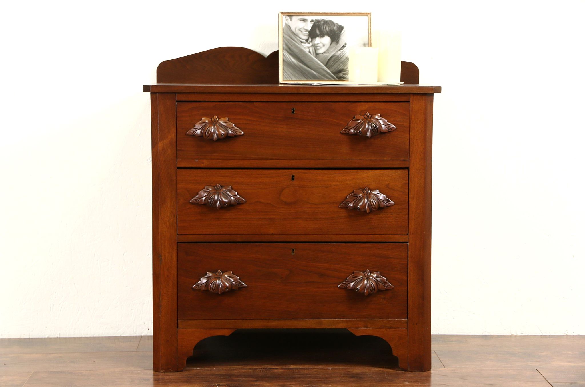 Victorian 1870 Antique Walnut Small Chest, Nightstand or Commode