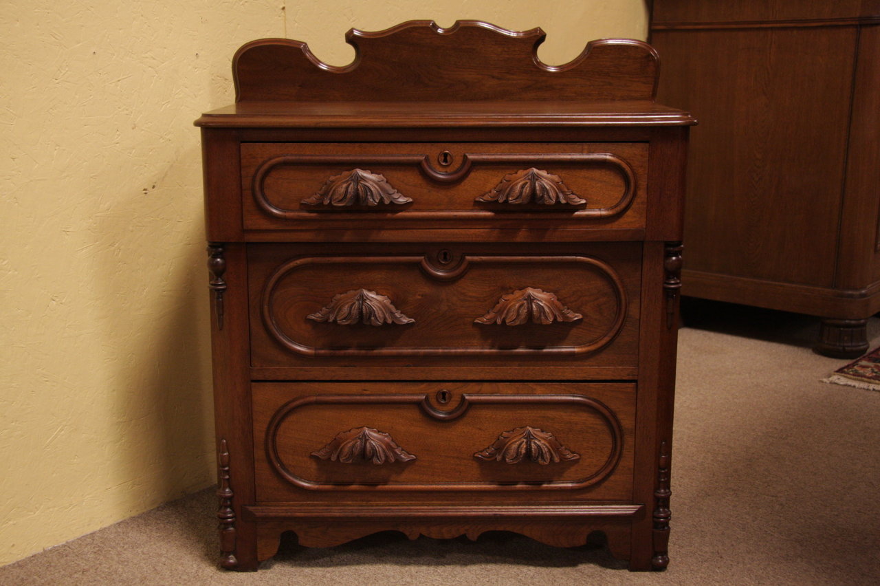 Victorian Chest or Dresser, Carved Fruit Pulls