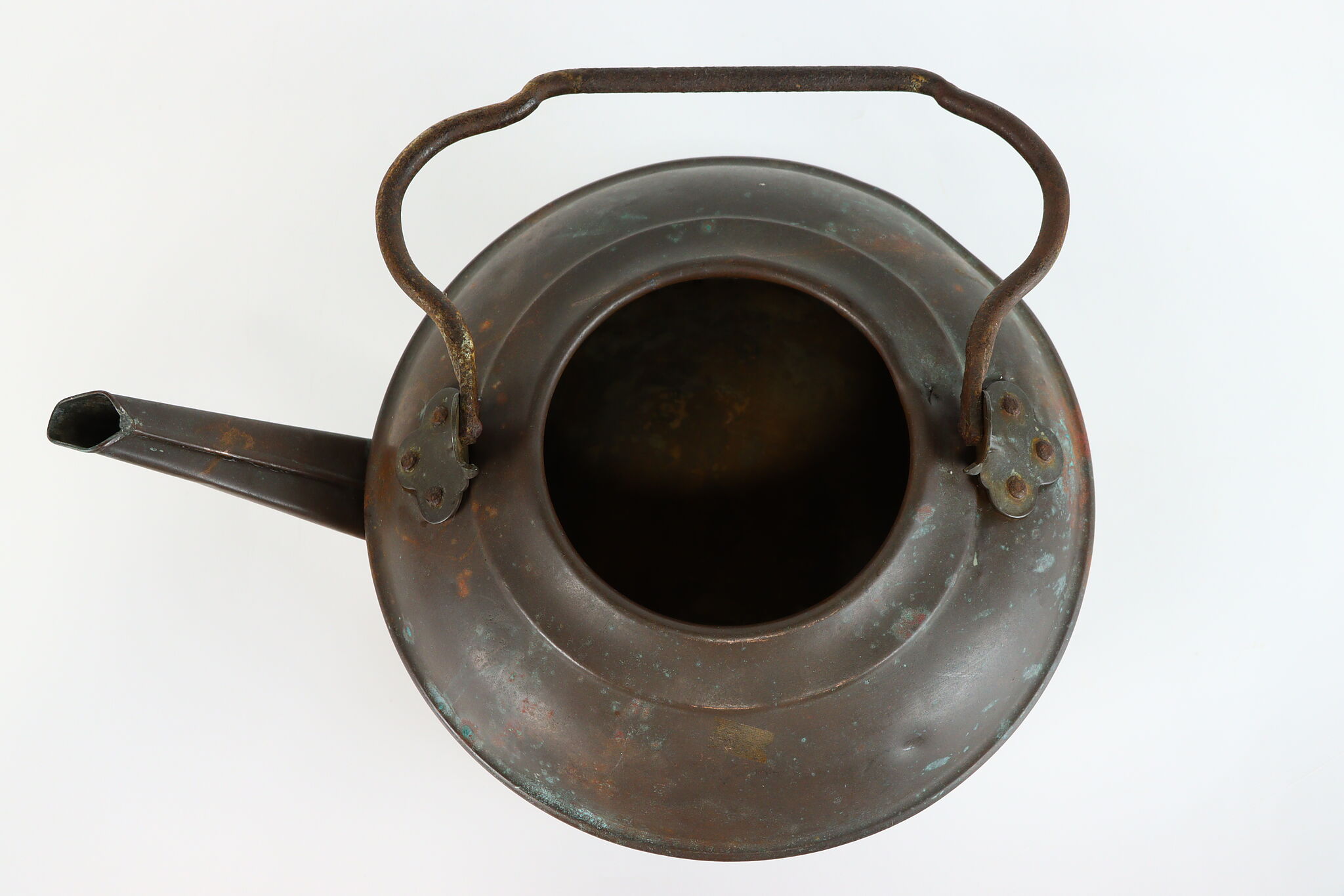 Antique Very Large Cast Iron Wrought Tea Kettle