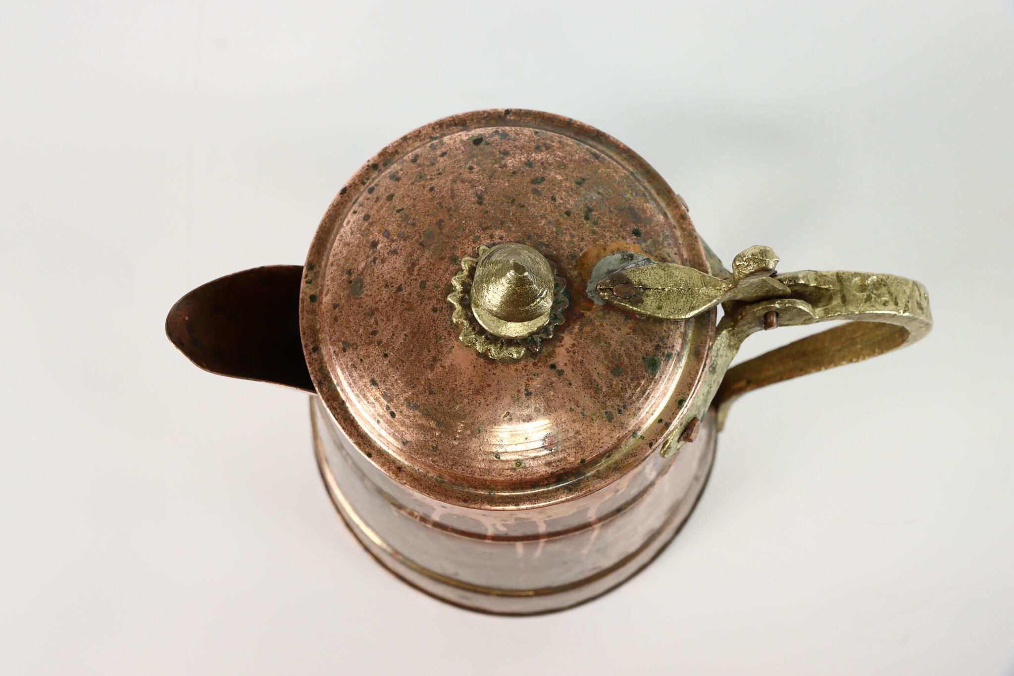 Copper & Brass Antique Hammered Farmhouse Coffee Pot