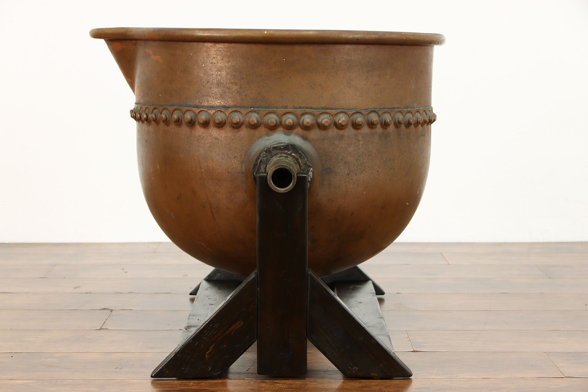 Giant Industrial Antique Copper Cauldron Round Bottom Candy Kettle