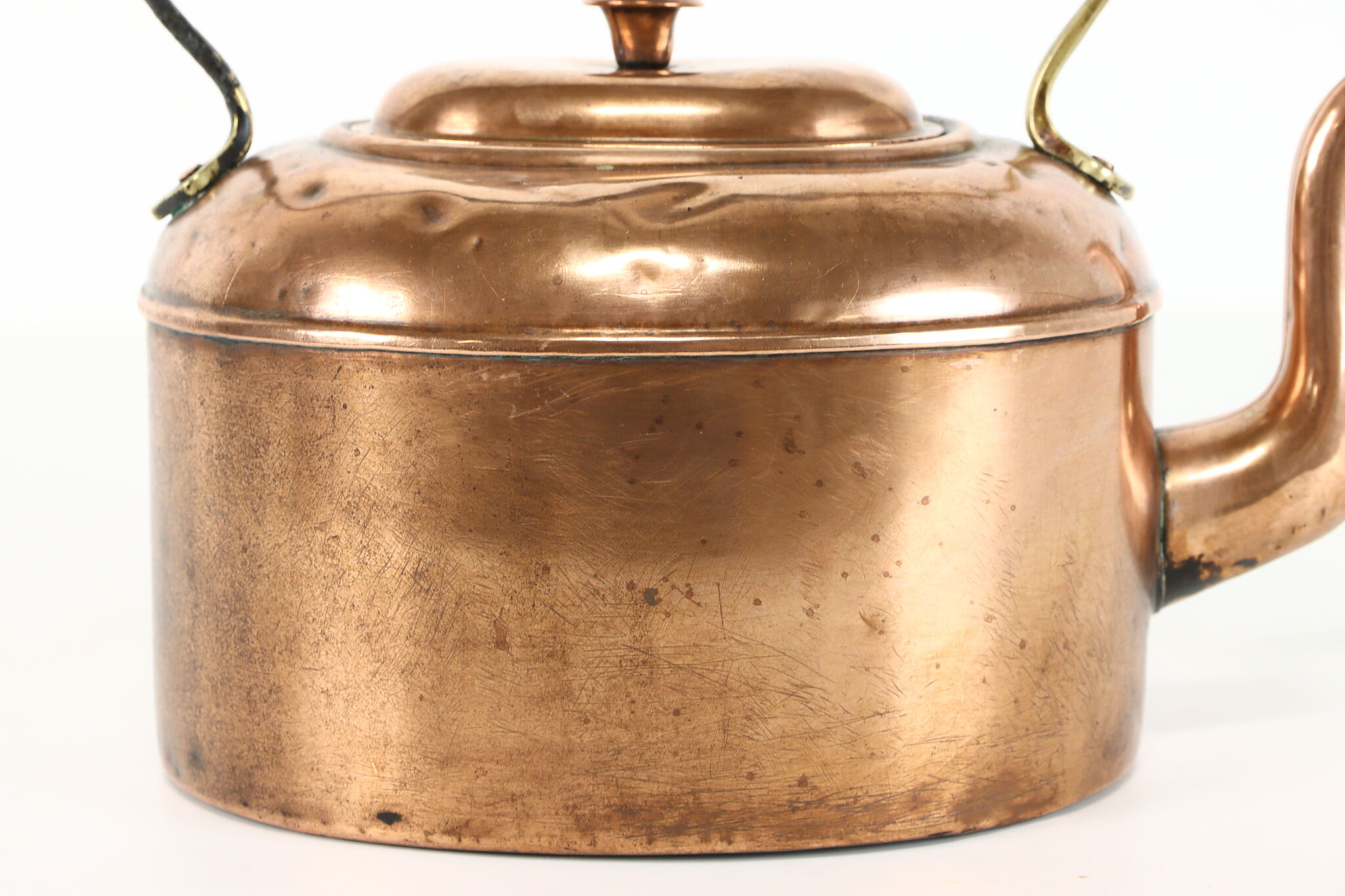 Farmhouse Vintage Copper Pot or Kettle, Brass Handles Portugal Metalutil  #39155