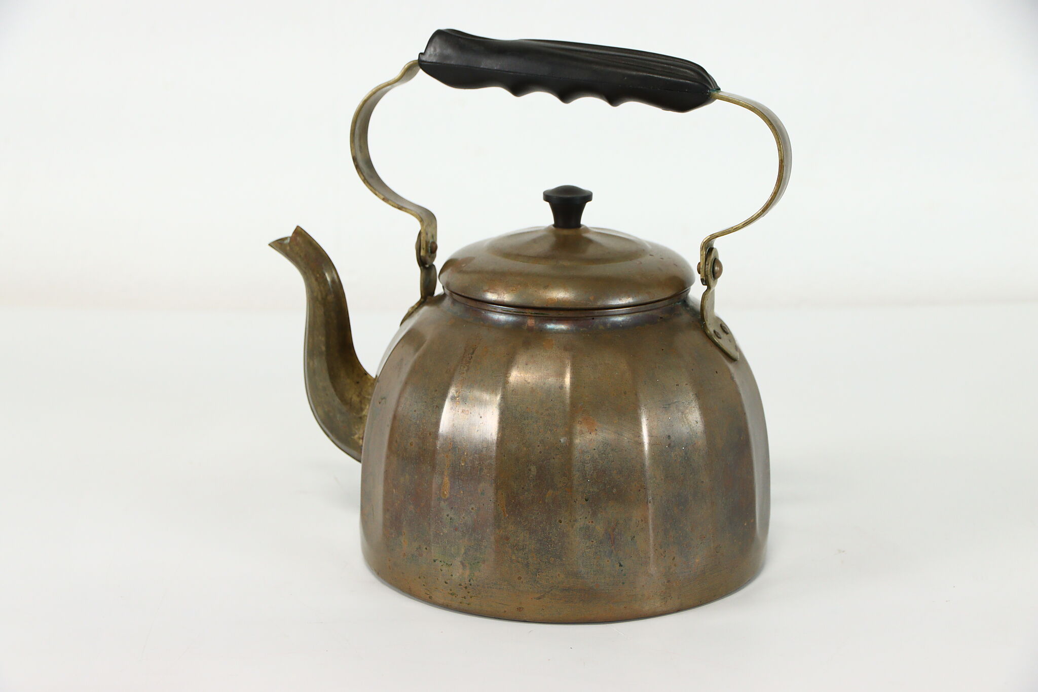 Farmhouse Vintage German Copper Melon Shape Teapot or Kettle