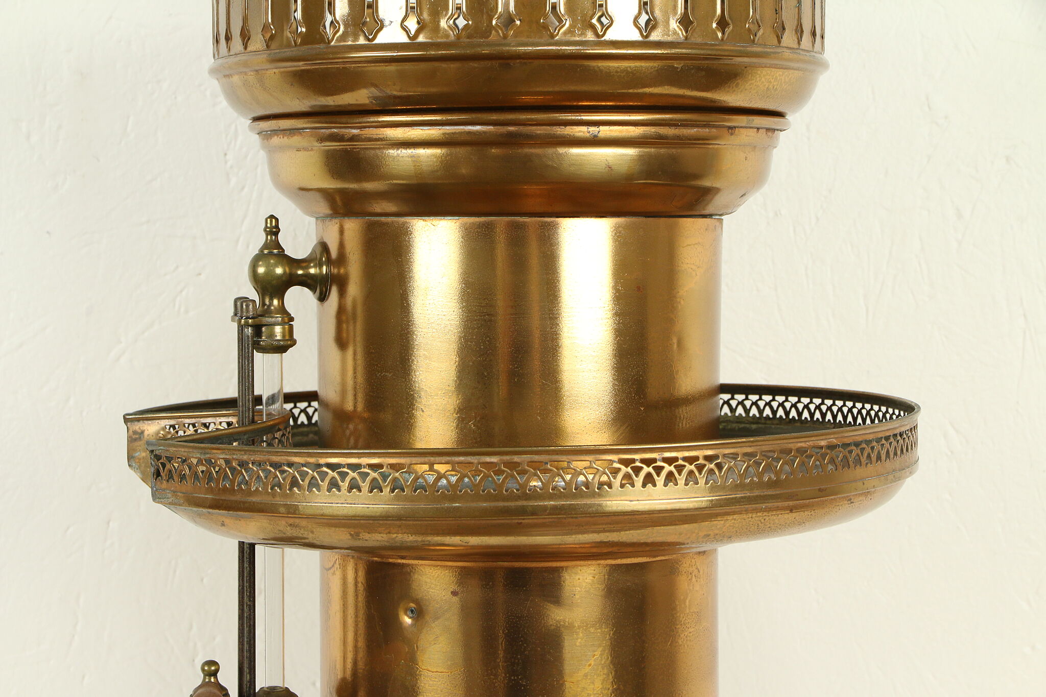 Copper & Brass Antique Coffee Pot or Urn, Gallery Cup Warmer