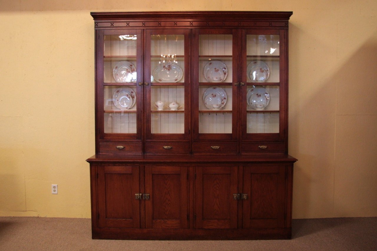 Victorian Eastlake 7' Oak Cupboard or