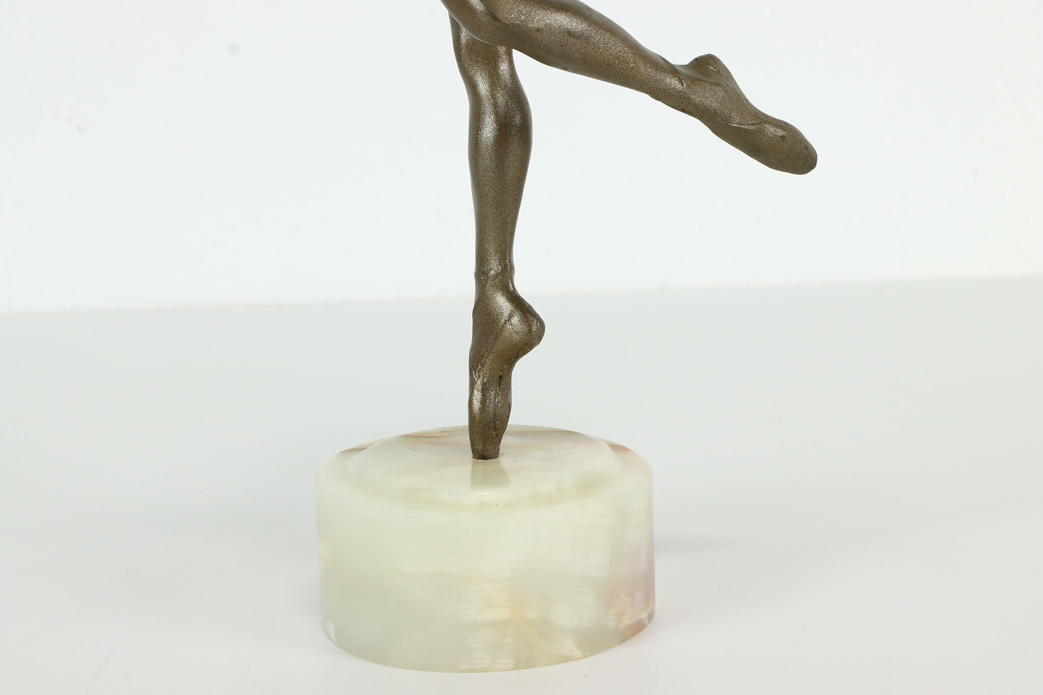 Midcentury Modern Vintage Brass Ballet Dancer Sculpture, Onyx Base