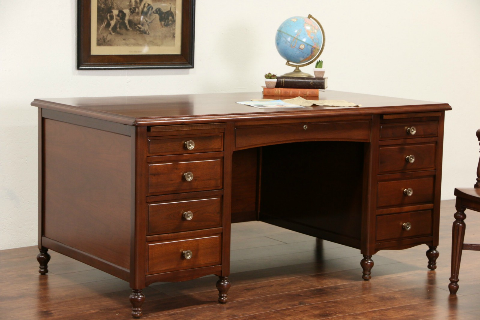 Executive Walnut 1930 Vintage Walnut Library or Office Desk