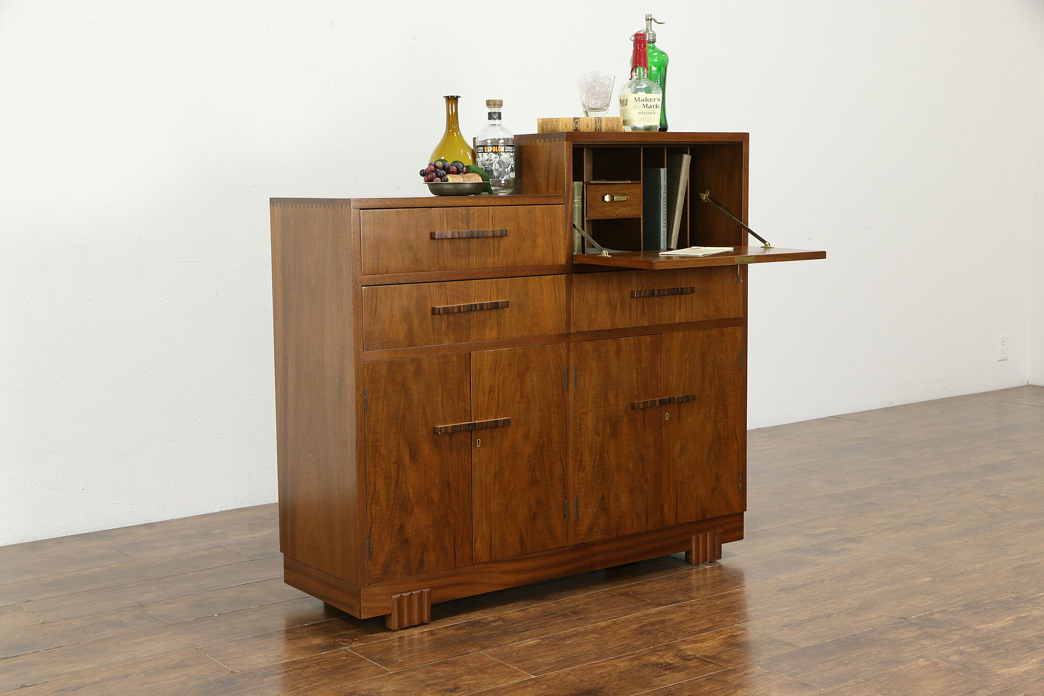Midcentury Modern Vintage Teak English Sideboard, Desk & Bar Cabinet