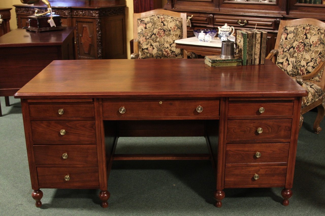 Walnut 1925 Executive Desk, File Drawer