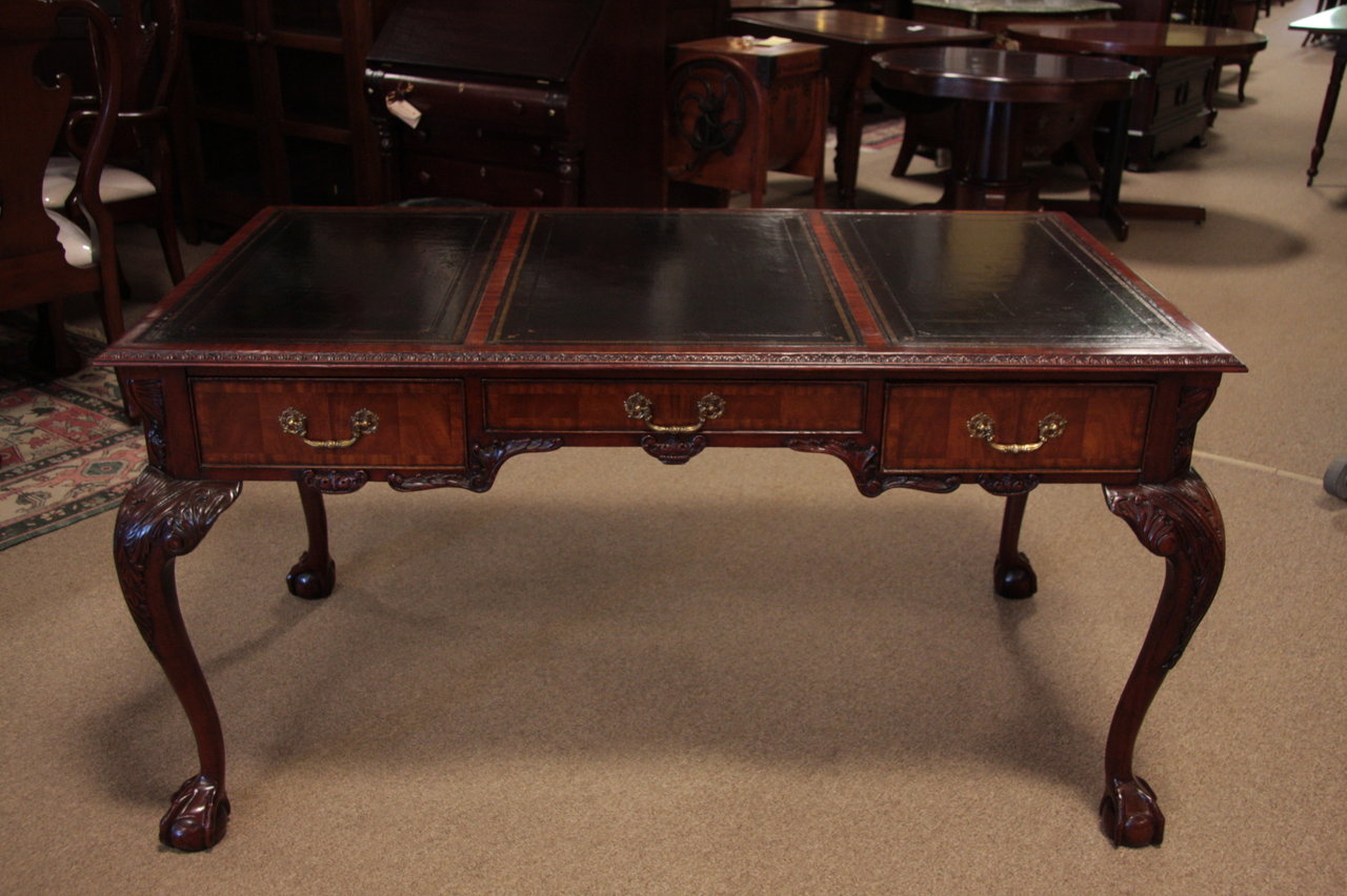 Maitland Smith Georgian Chippendale Leather Top Desk