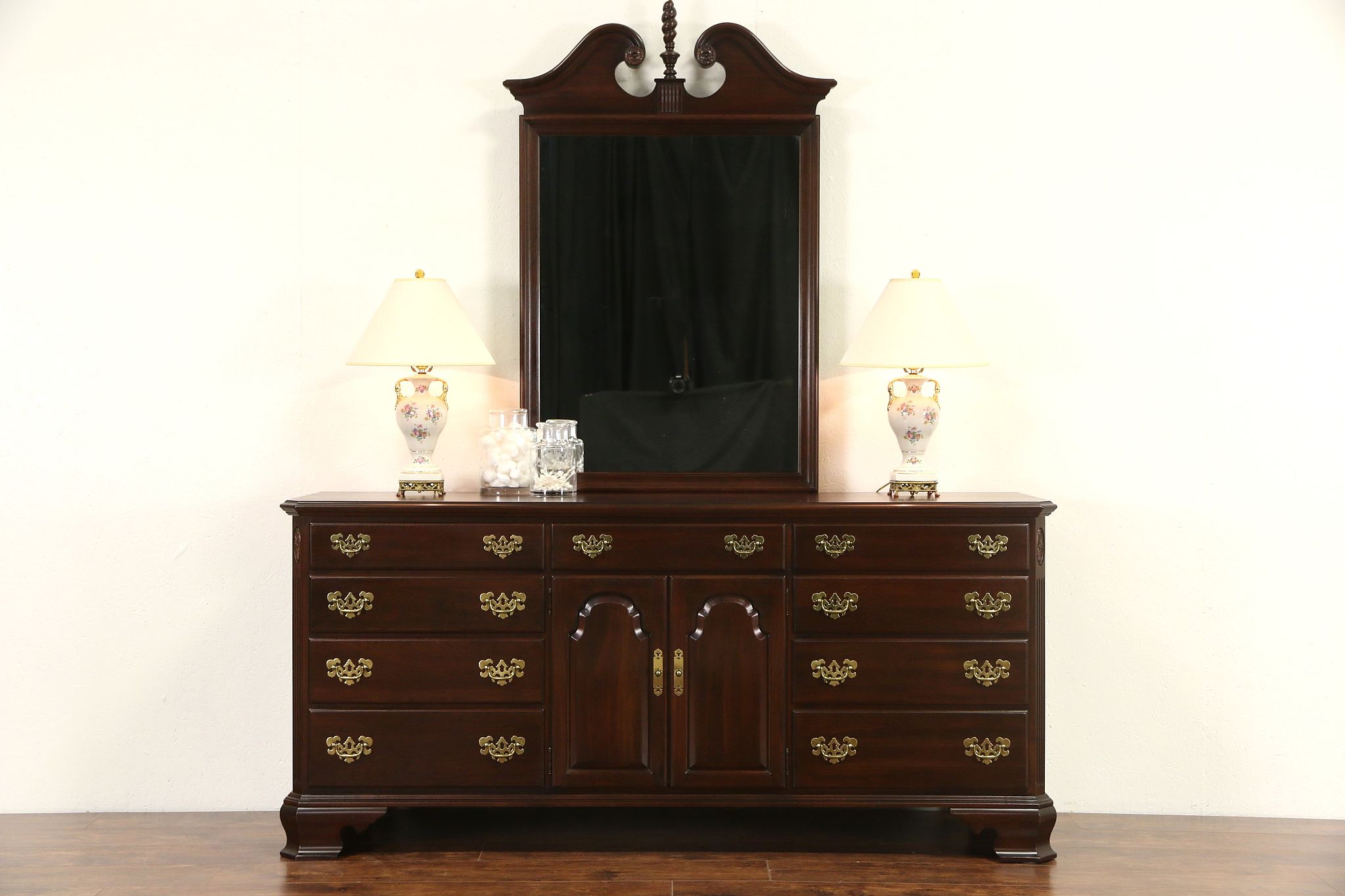 Ethan Allen Signed Cherry Vintage Triple Dresser or Chest