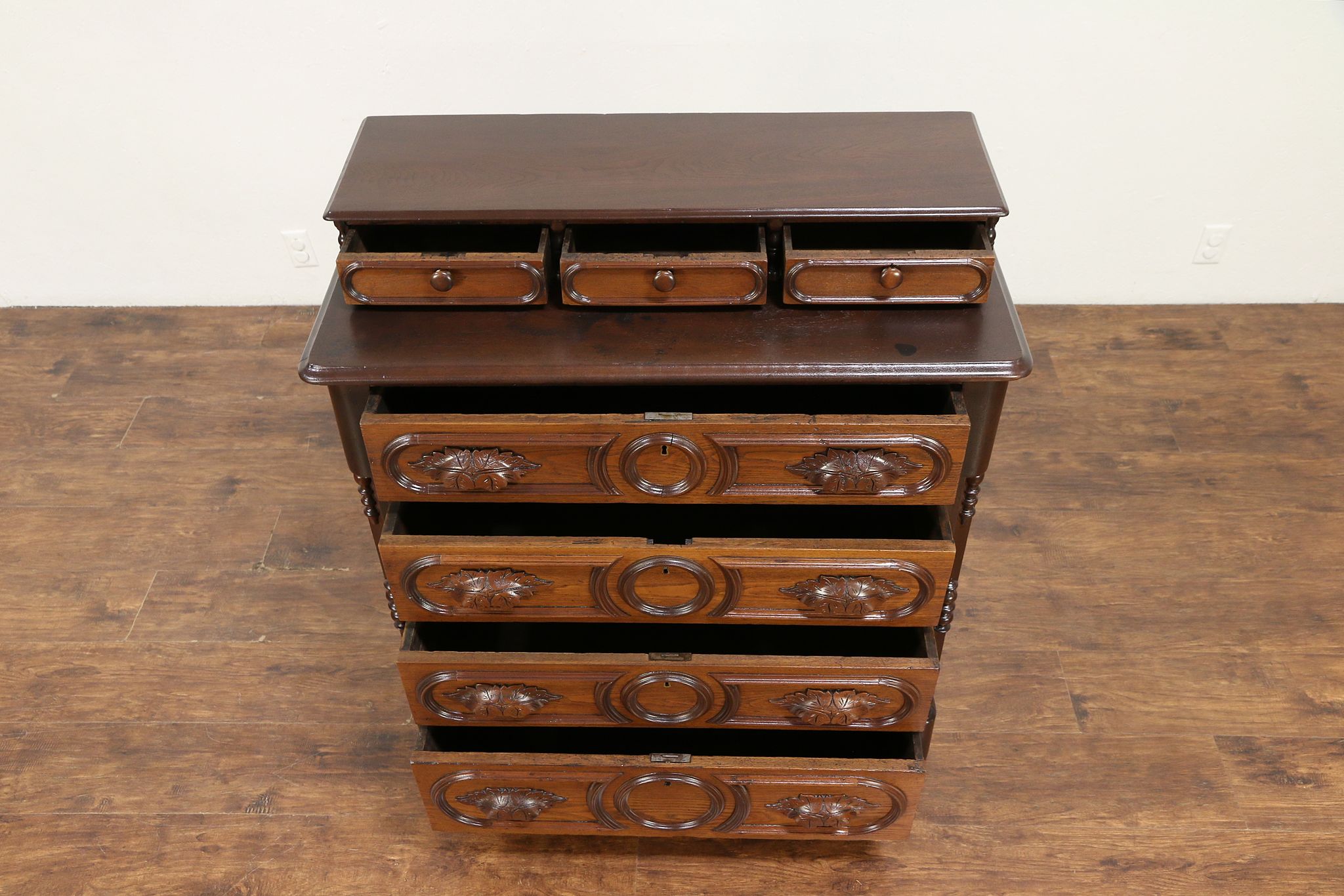 Victorian Antique Carved Walnut Chestnut Dresser Or Chest 30582