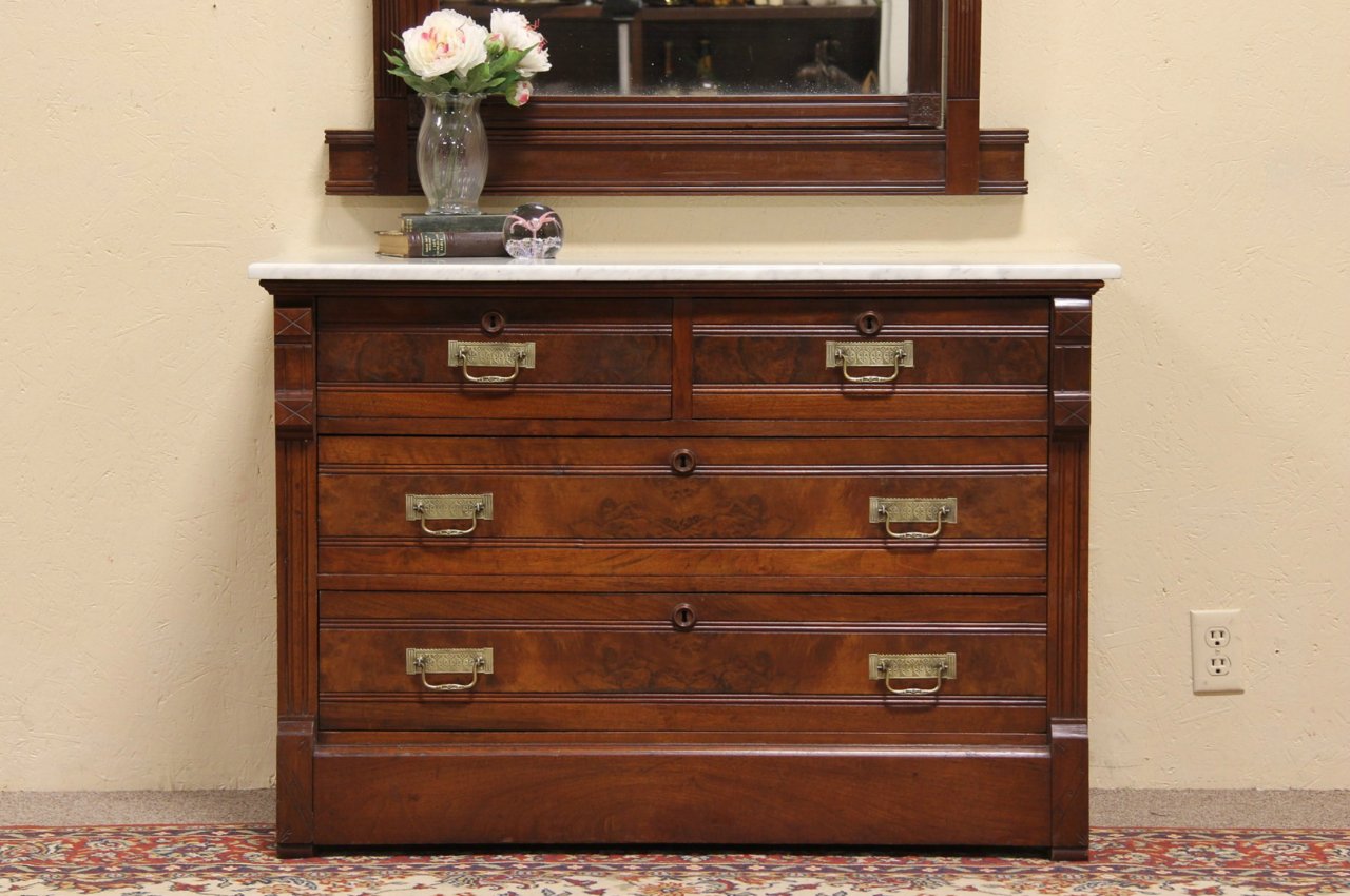 Eastlake Marble Top Chest, Dresser or Vessel Sink Vanity