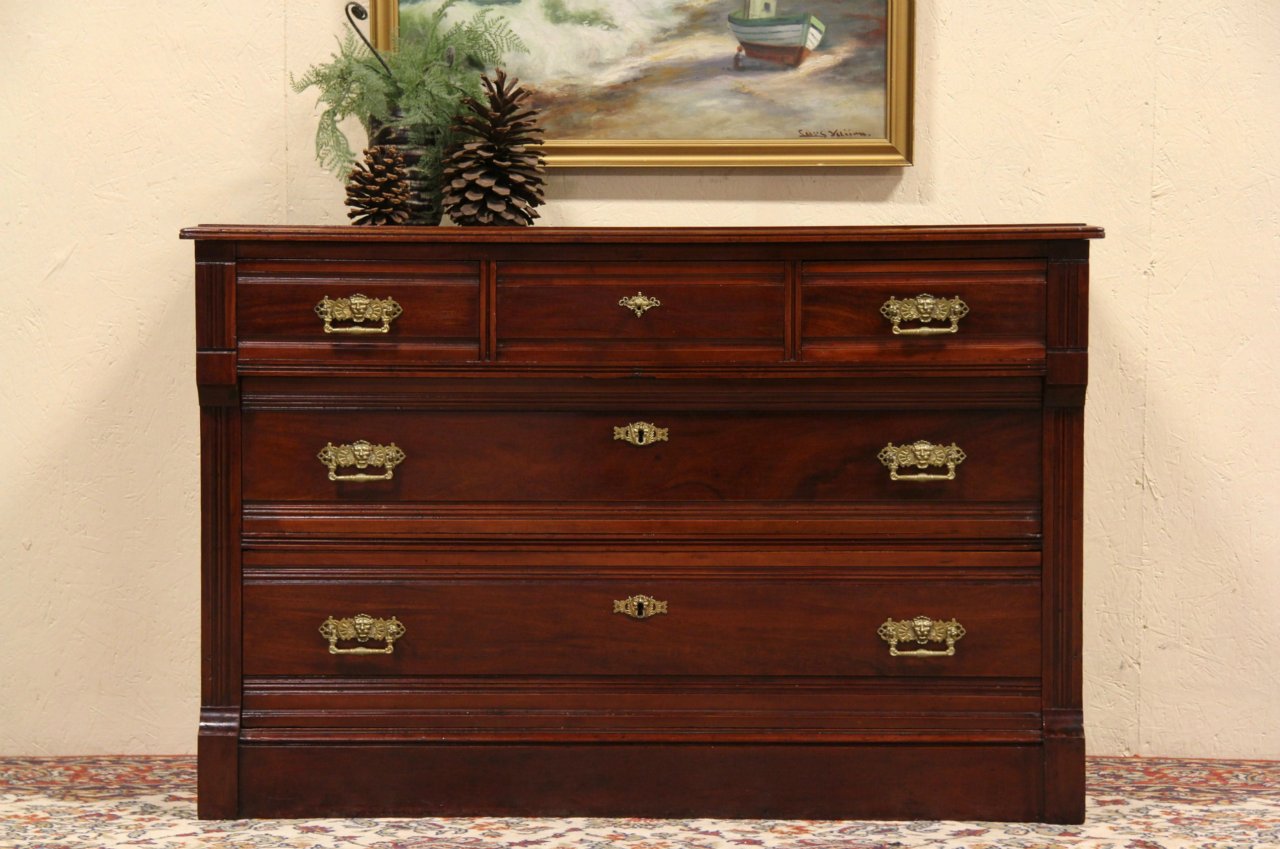 Eastlake 1885 Antique Cherry Chest or Dresser, Vessel Sink Vanity