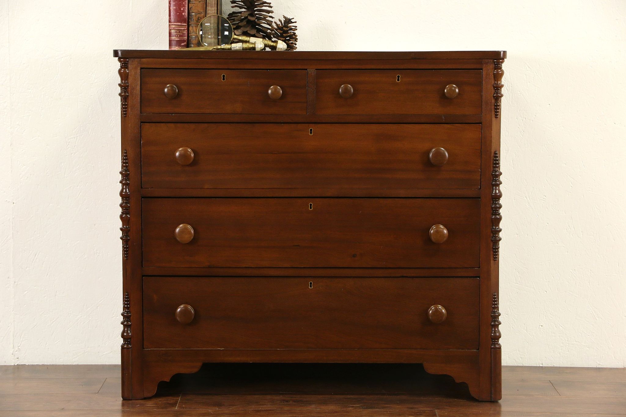 Victorian 1850's Hand Made Walnut Antique Dresser or Linen Chest