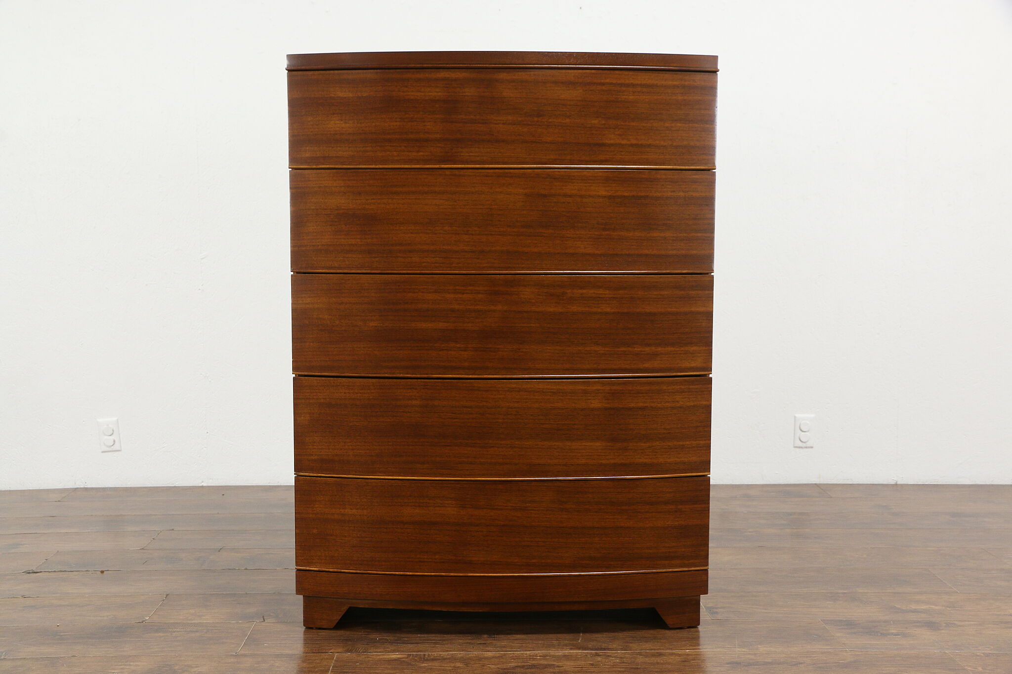 Midcentury Modern 1950 Vintage Walnut Tall Chest, Showers Bros IN