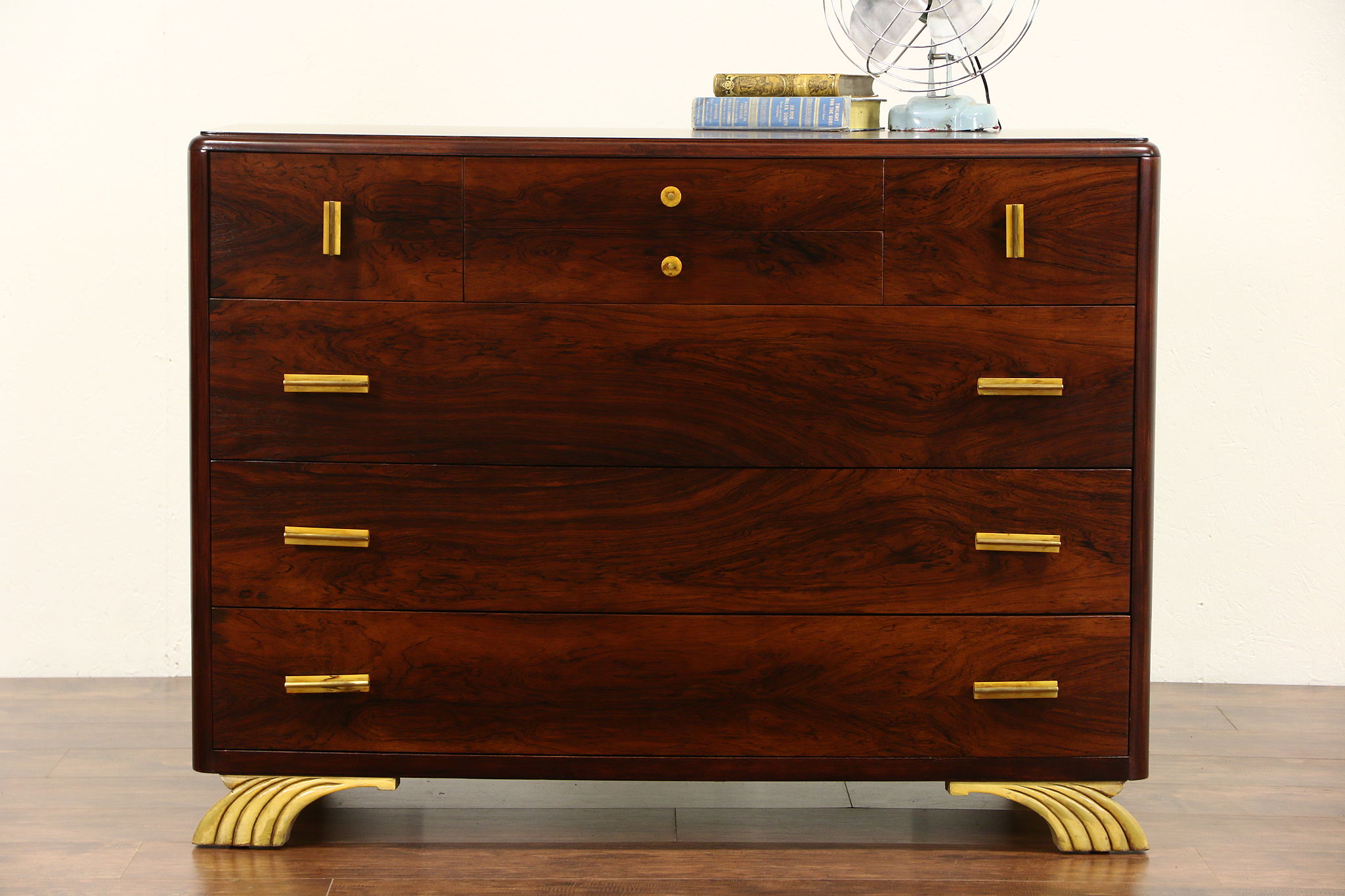 Art Deco Rosewood 1930's Chest or Dresser, Bakelite Pulls, Signed