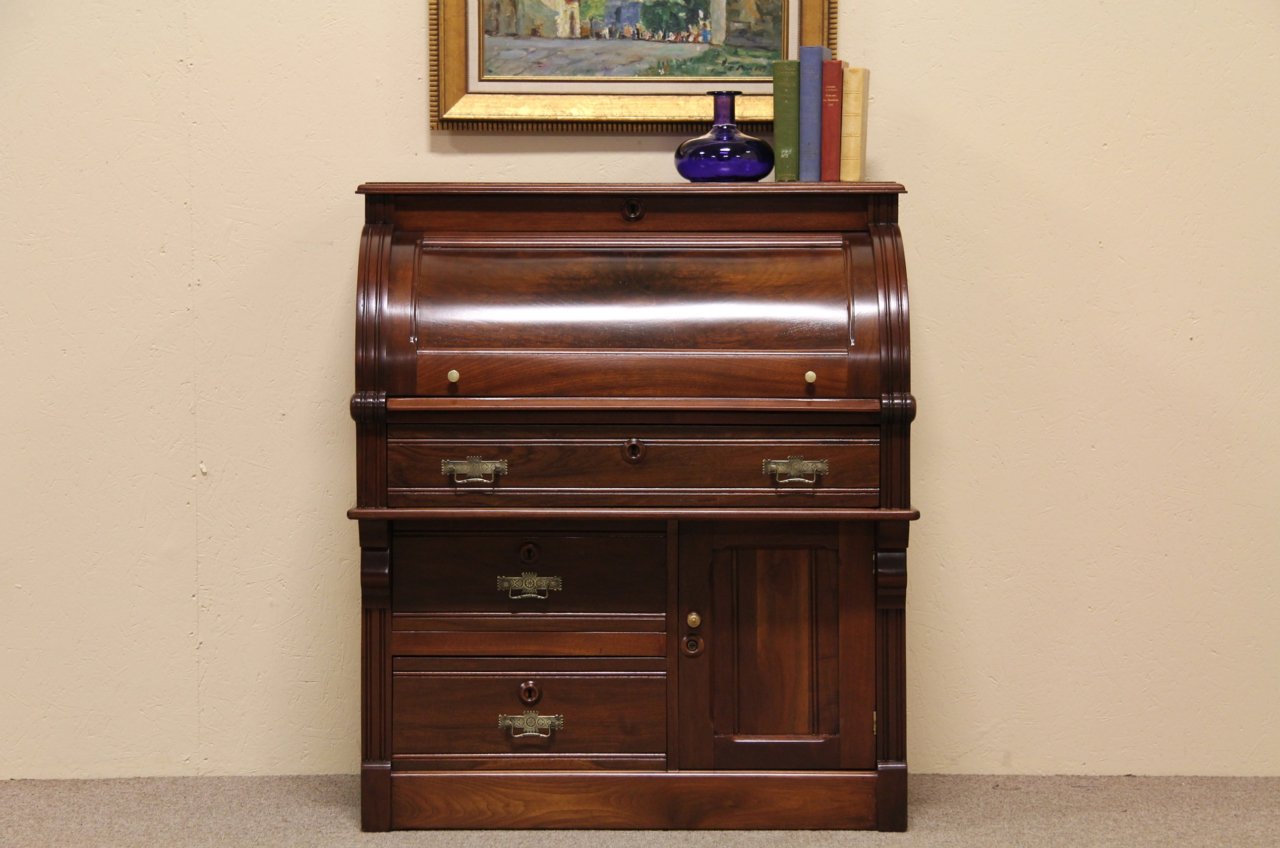 Victorian Eastlake Cylinder Rolltop Desk