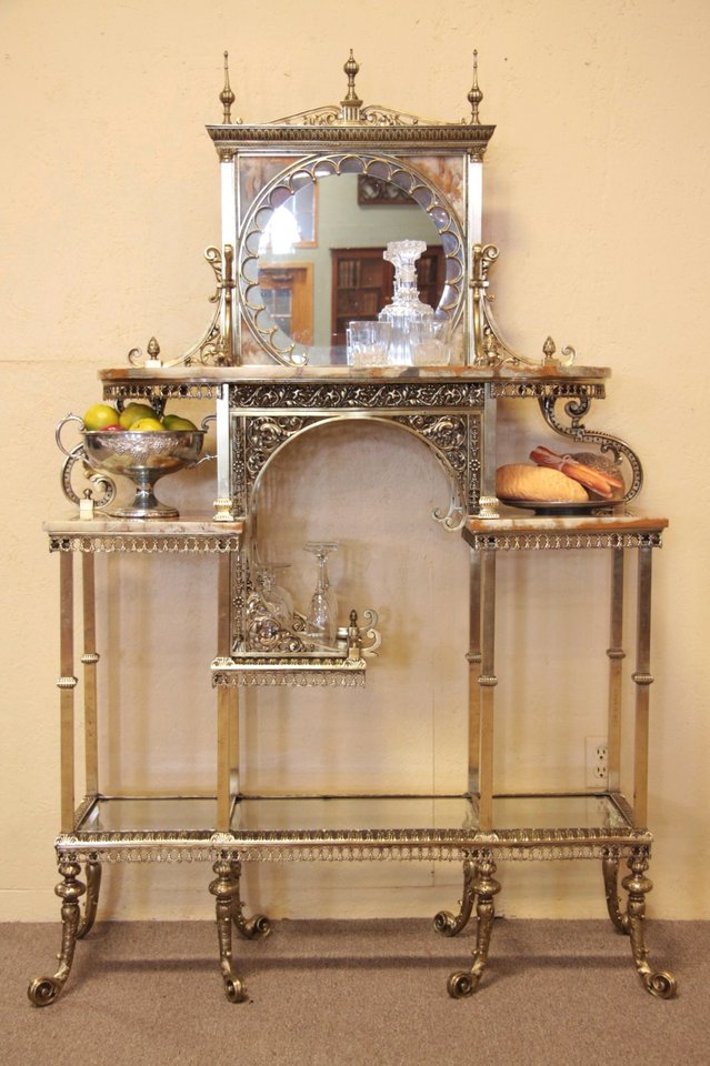 Victorian Bronze, Onyx Antique Etagere Curio