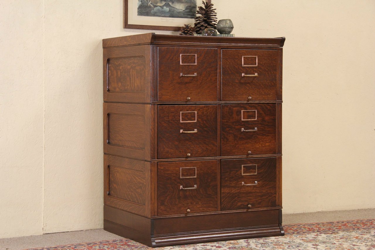 Amberg NY 1906 Pat. 6 Drawer Oak Stacking File