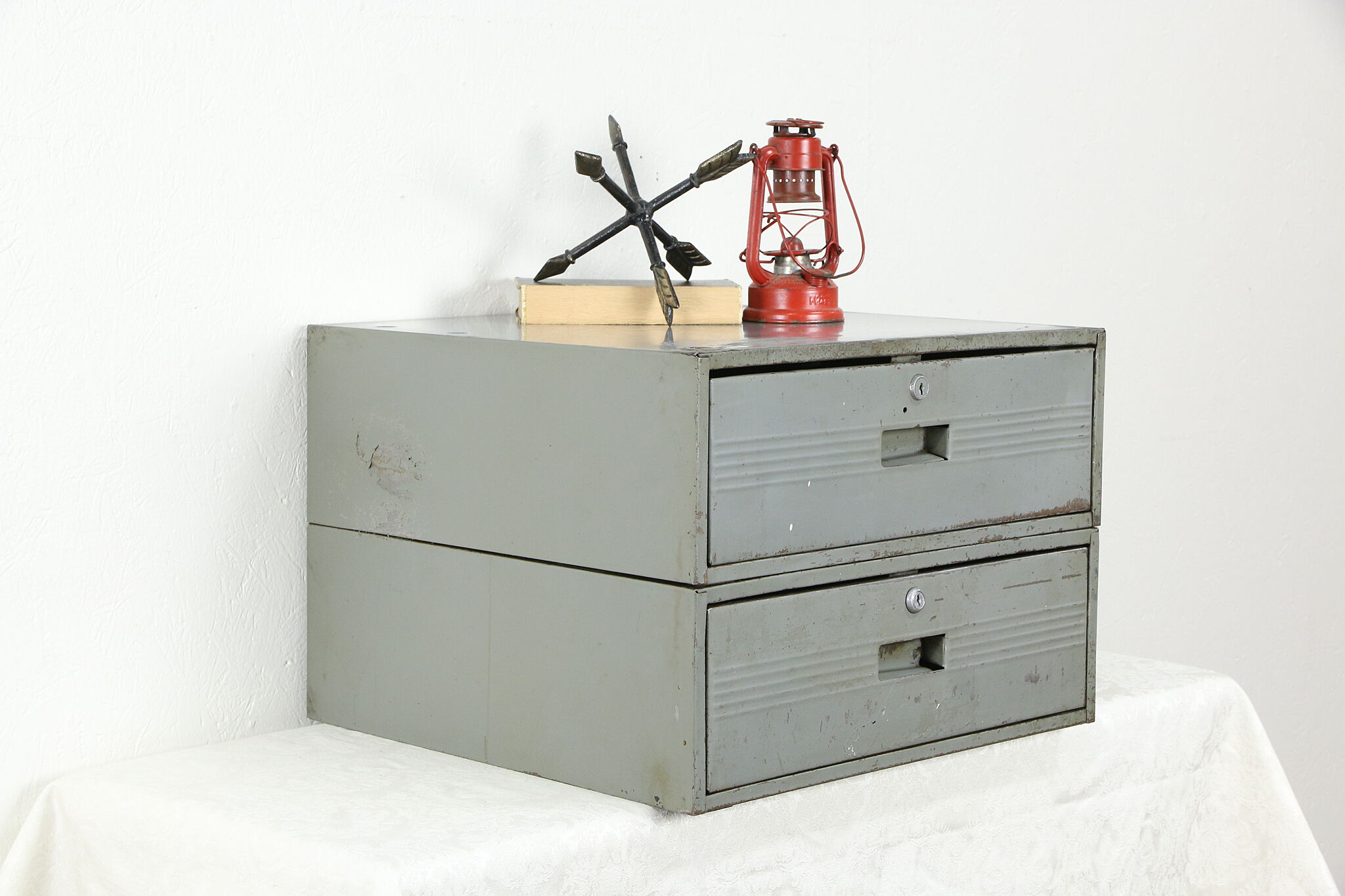 Pair of Stacking Vintage Industrial Salvage Steel Drawers