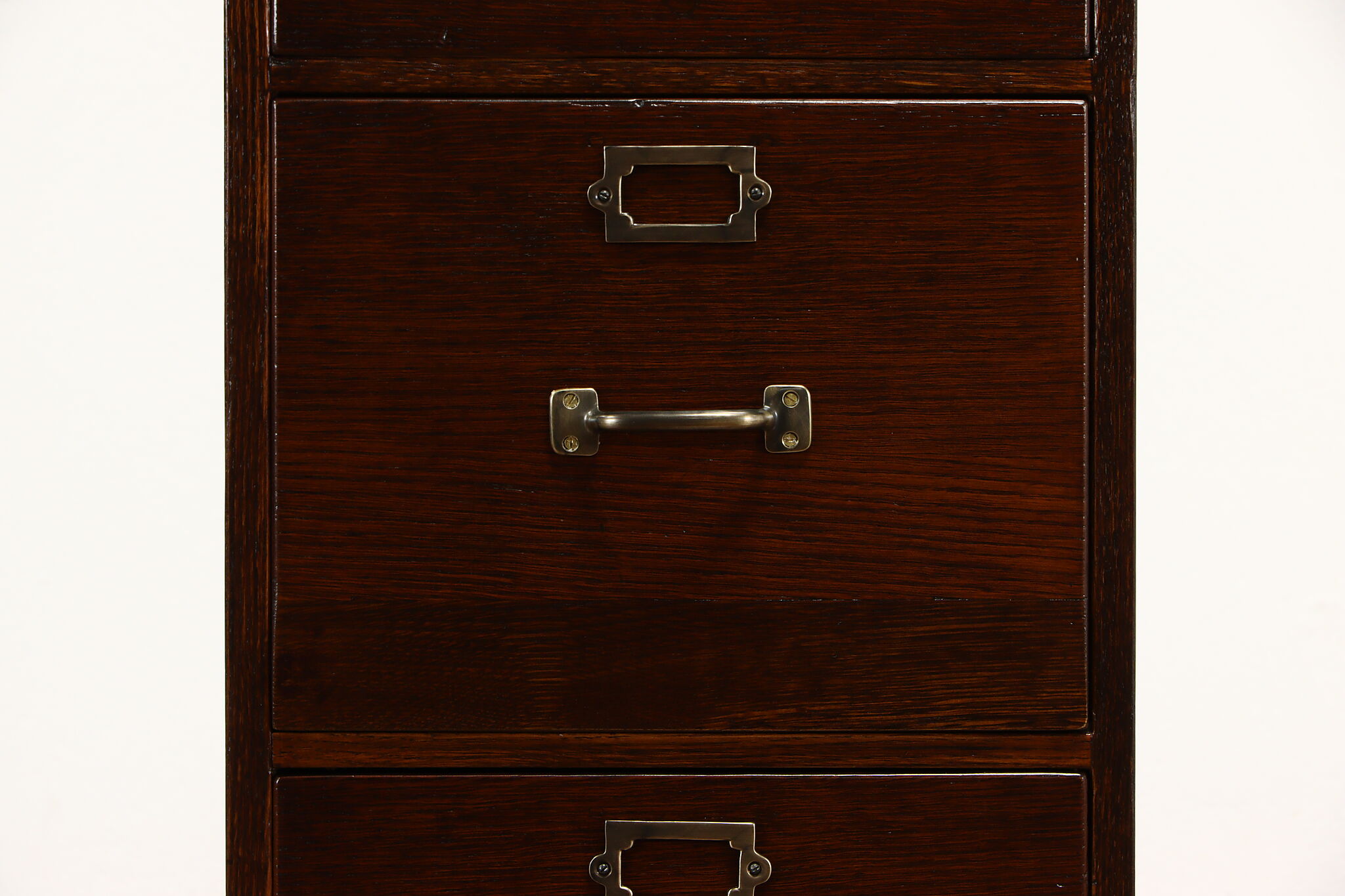 Orig Globe Wernicke File Cabinet Brass DRAWER PULL/CARD HOLDER salvage bookcase 