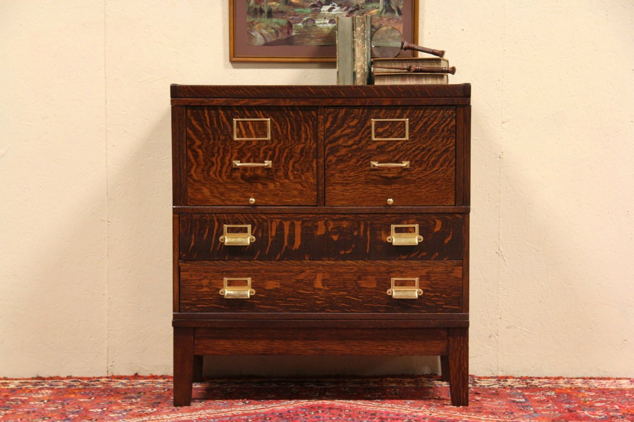 Oak Stacking 1910 Antique File Original Bronze Hardware