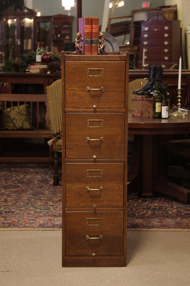 Oak 4 Drawer Antique File