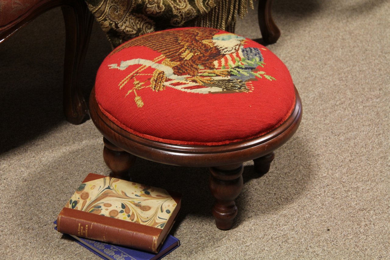 Walnut Antique Needlepoint Footstool