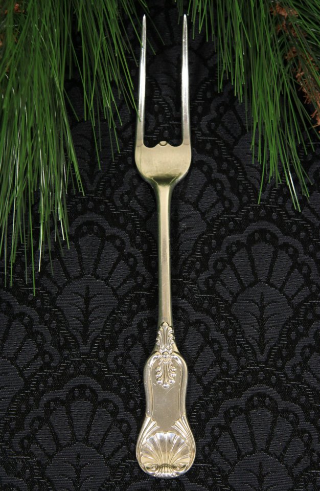 Scottish Sterling Silver Meat Fork, Fiddle, Thread & Shell, Glasgow 1837