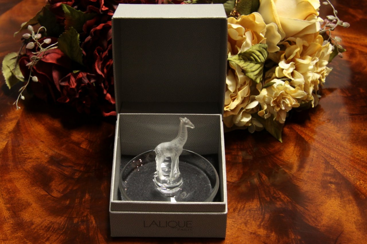 Lalique Art Crystal Giraffe Sculpture - Ring Tray