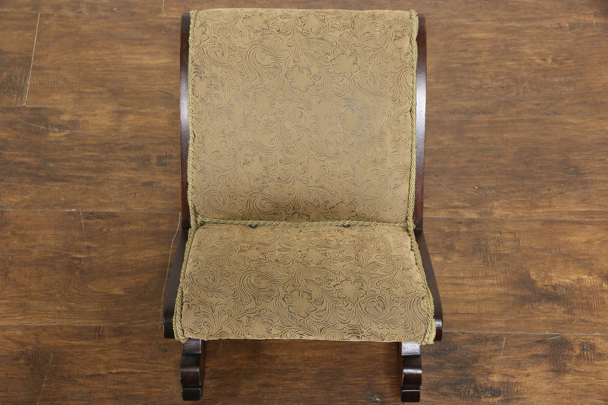 Gout Rocker Victorian Antique Mahogany Gout Rocker Footstool, Recent Upholstery
