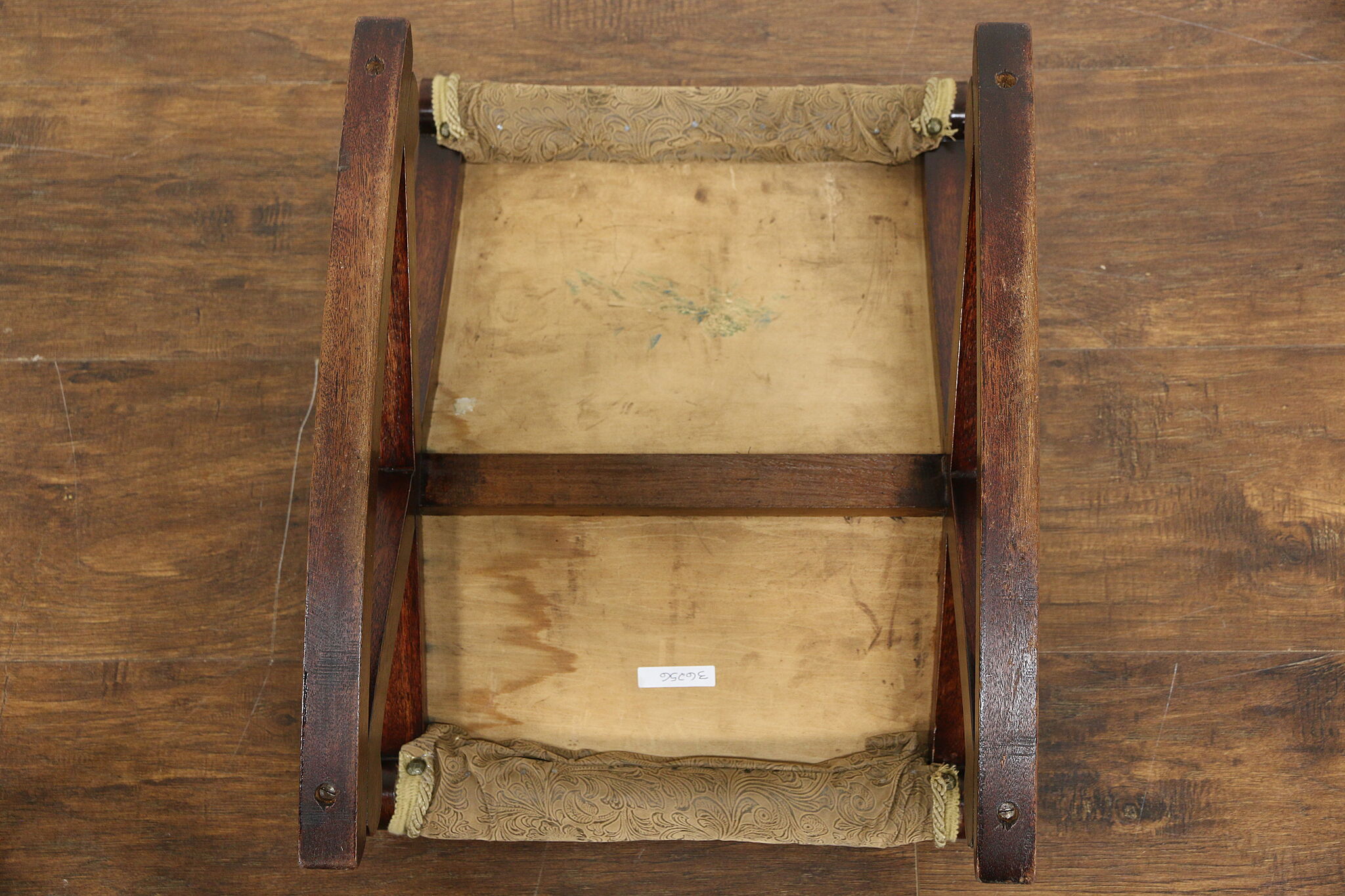 Gout Rocker Victorian Antique Mahogany Gout Rocker Footstool, Recent Upholstery