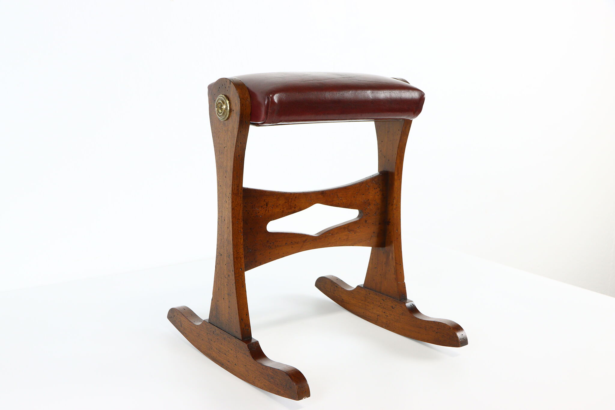 Gout Rocker Rocking Gout Vintage Footstool, Mahogany & Leather, Erickson's