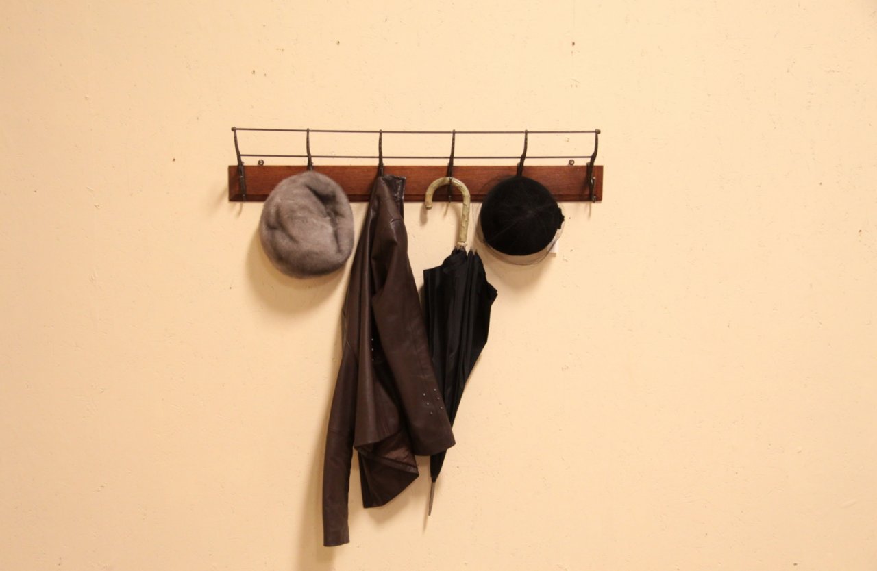 Victorian Oak & Iron Hat & Coat Rack