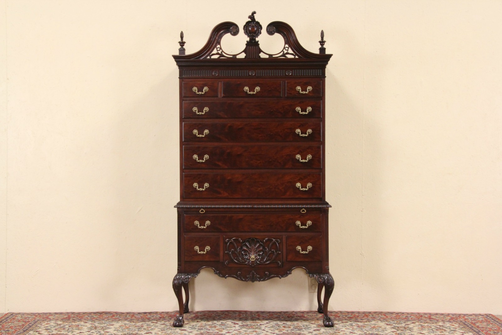 1940's Vintage Mahogany Highboy Chest on Chest, Landstrom