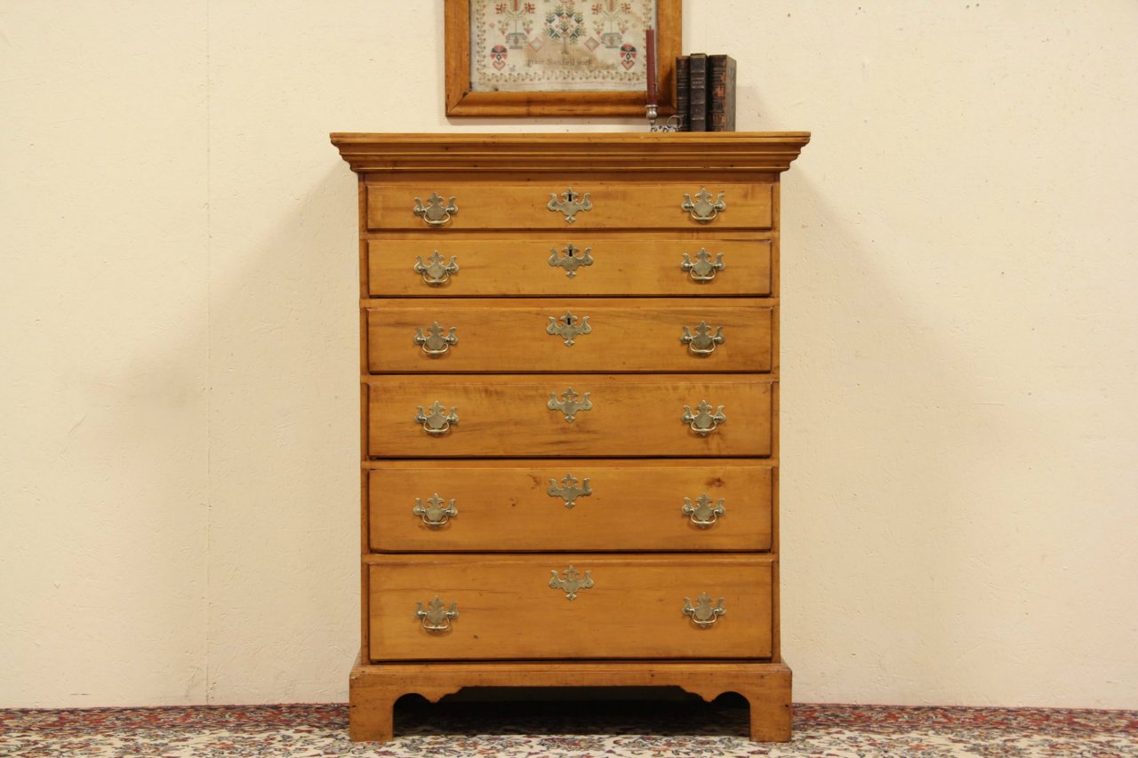 1790 Antique Country Maple Highboy Tall Chest
