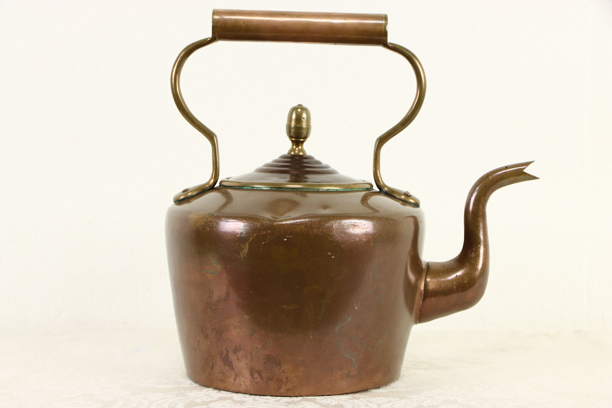 Antique West Bend Solid Copper Kettle Whistle Tea Kettle Made in USA 1920's  