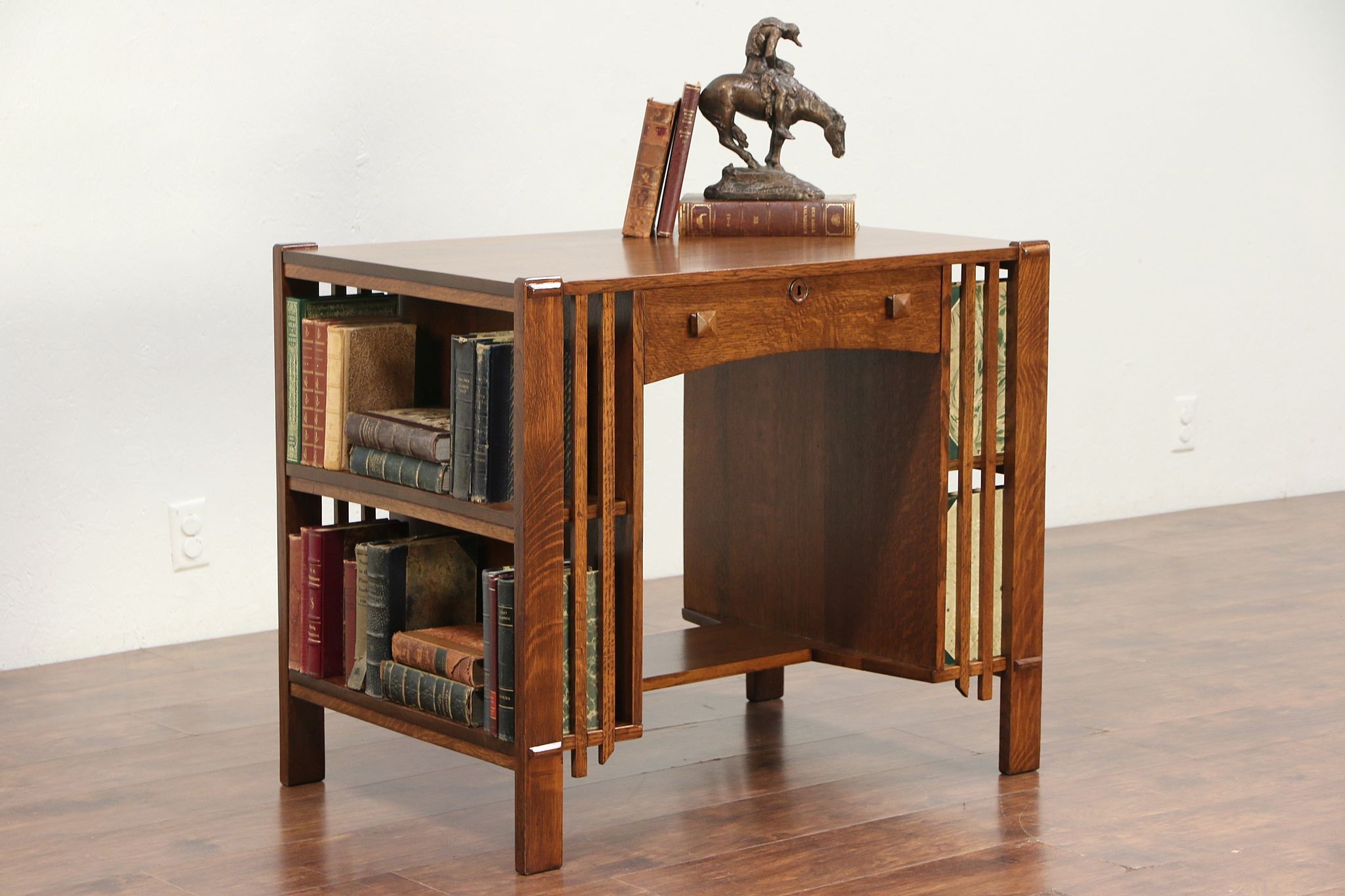 Sold Arts Crafts Mission Oak Antique Craftsman Desk Or Library