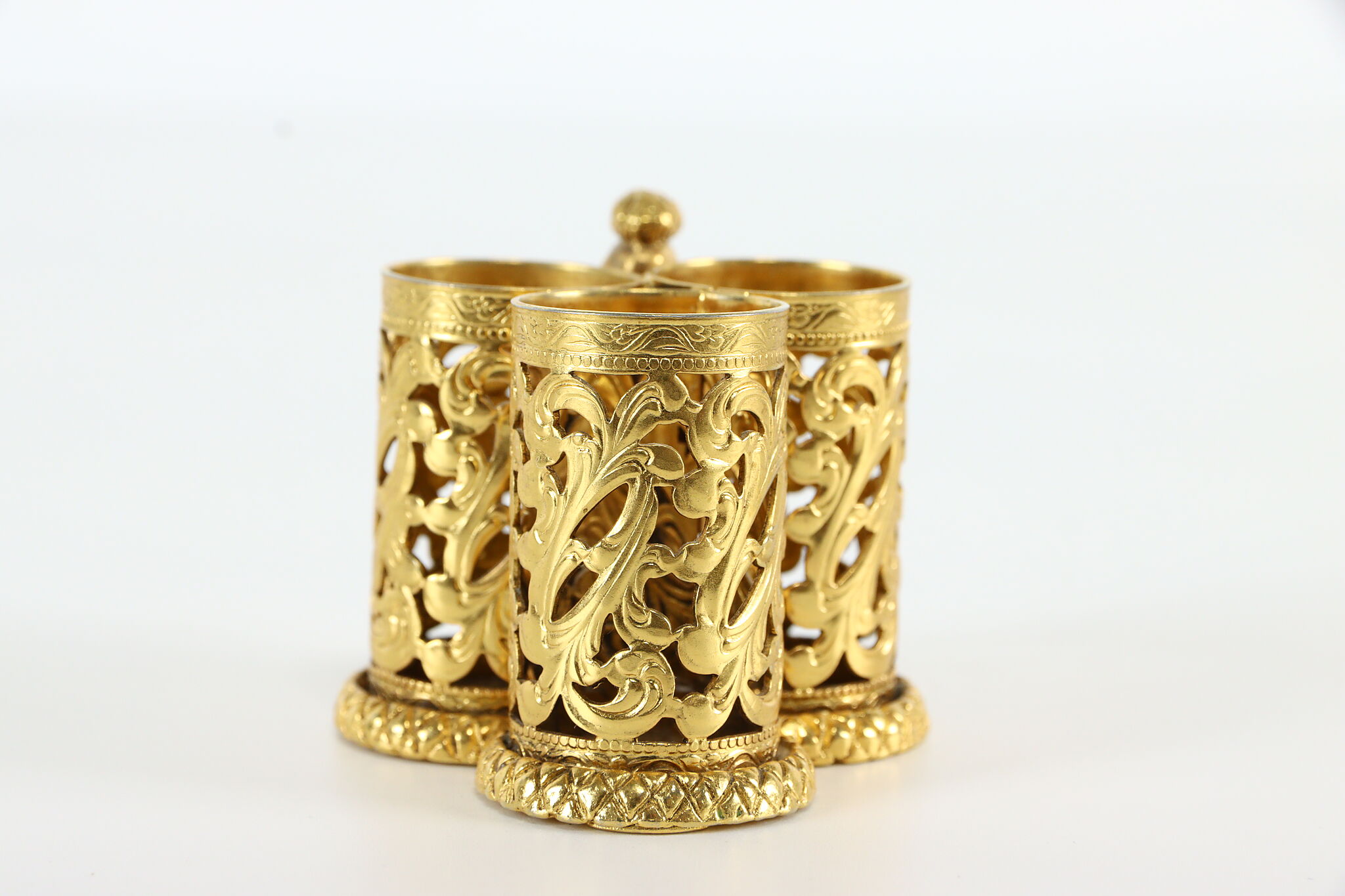 Gold Plated Filigree Poodle Vintage Lipstick Holder, Style Built NY