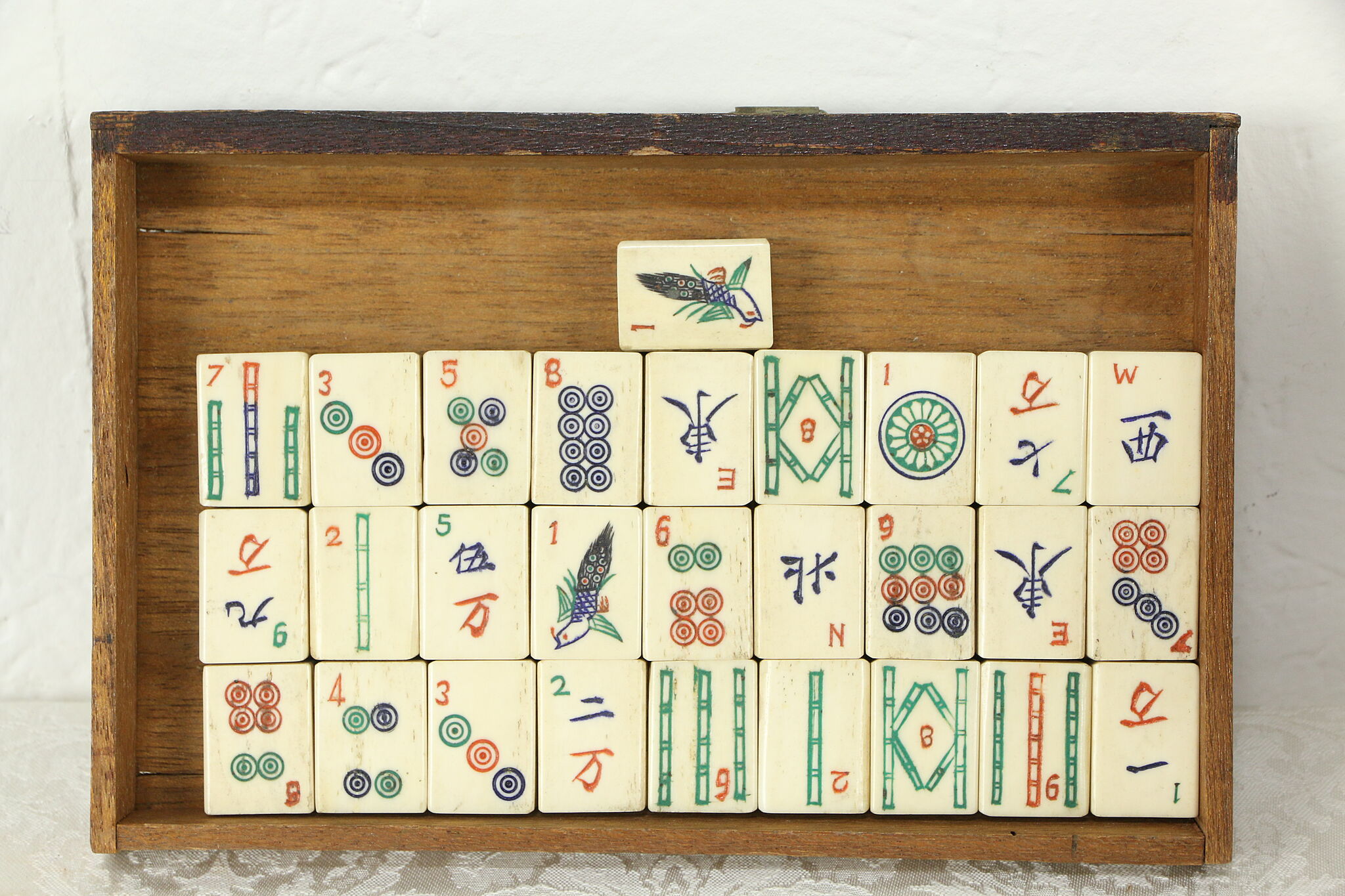 Antique Mahjong Bone Bamboo Game