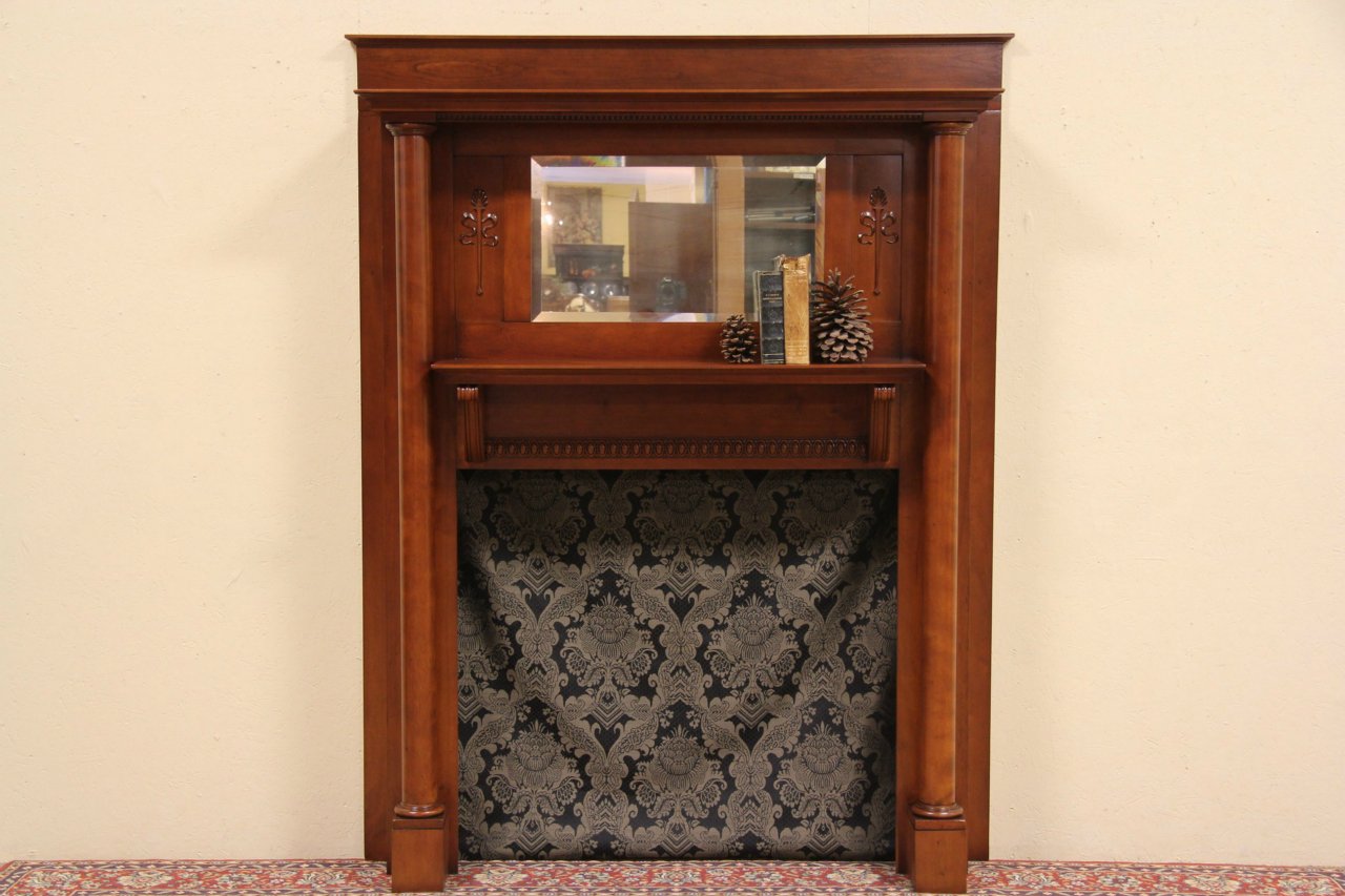 Cherry & Birch Antique Salvage Fireplace Mantel & Surround
