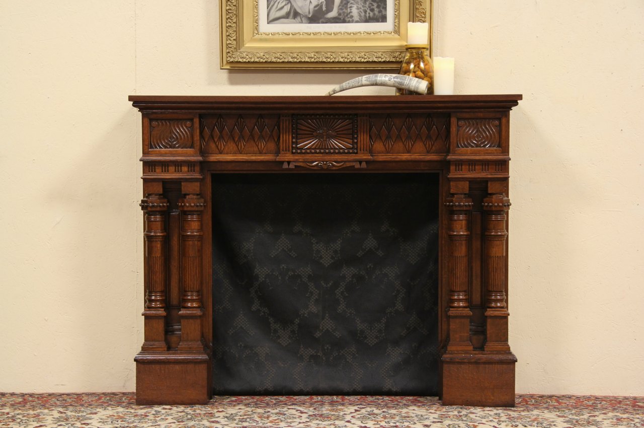 Oak Architectural Salvage Fireplace Surround & Mantel