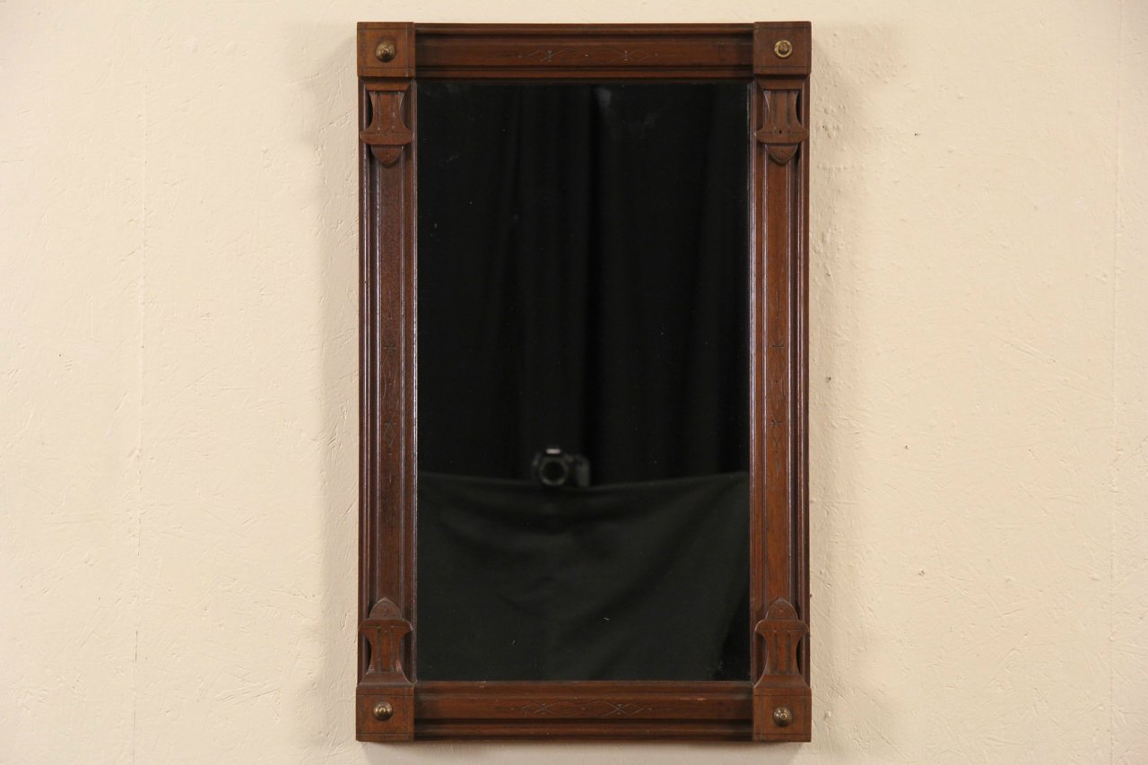 Victorian Eastlake 1880 Antique Walnut Wall Mirror