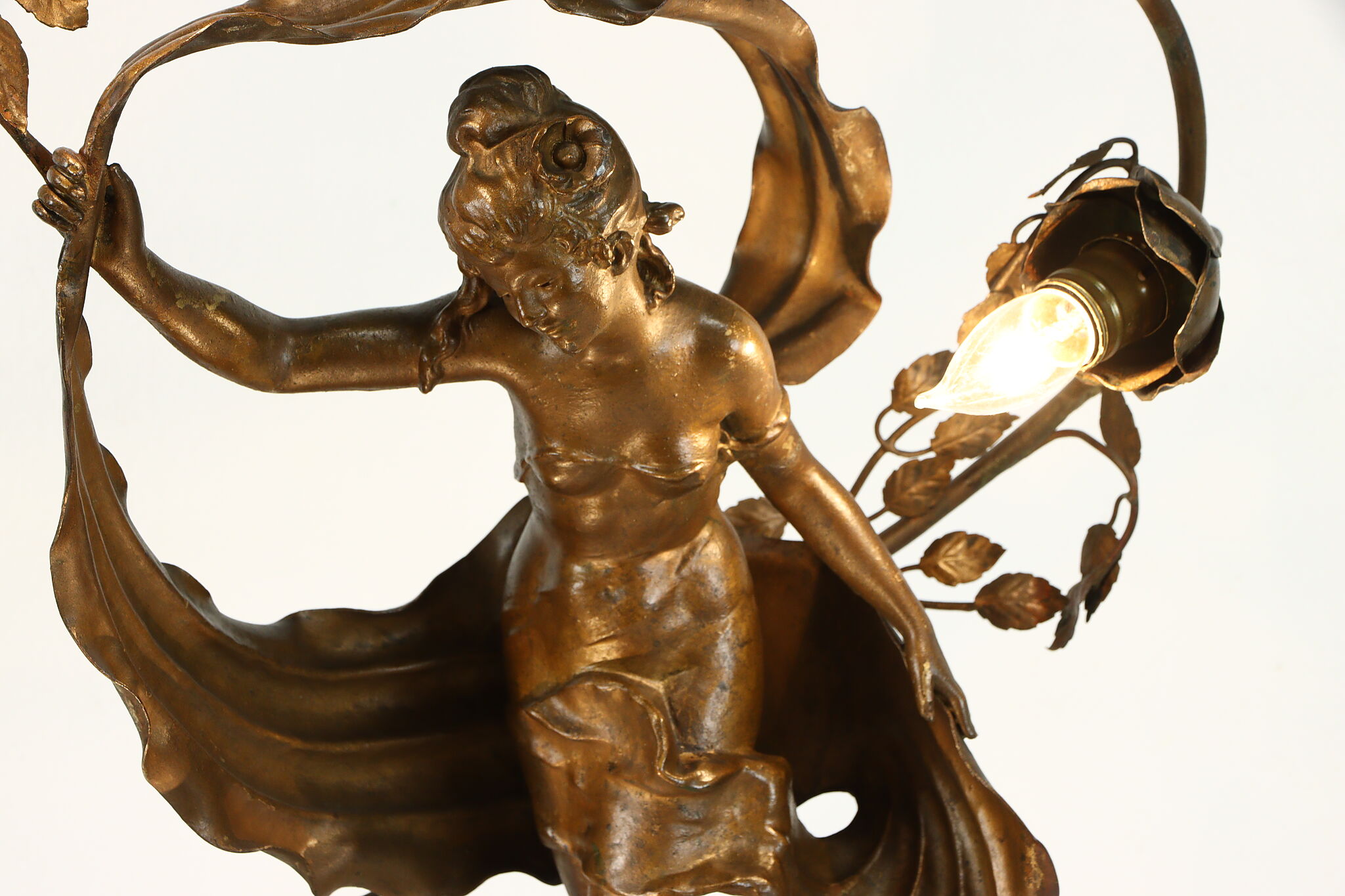 Art Nouveau Antique Statue Lamp, Dance of Spring Sculpture Auguste Moreau