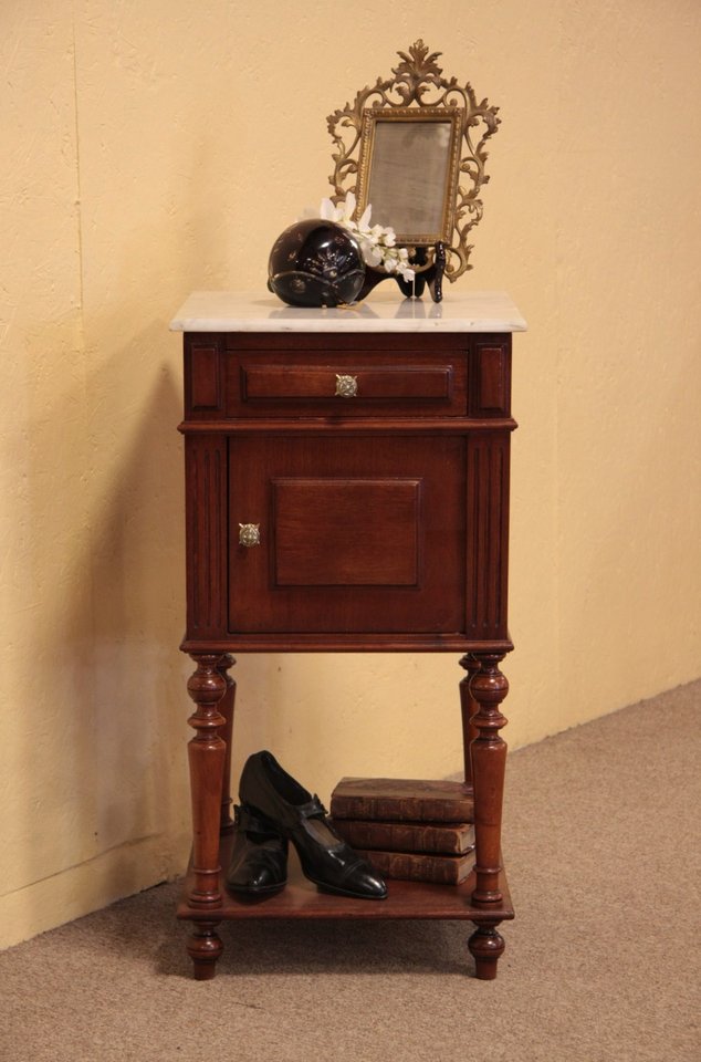 Victorian Antique 1890 Nightstand, Marble Top