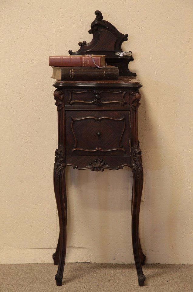 French Carved Antique Rosewood Nightstand