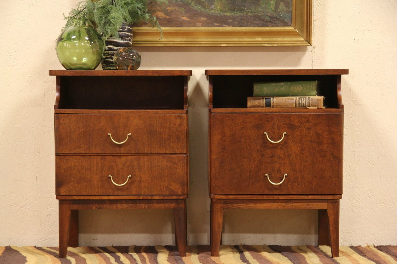 Pair Midcentury Modern 1950's Vintage Nightstands or Bedside Tables