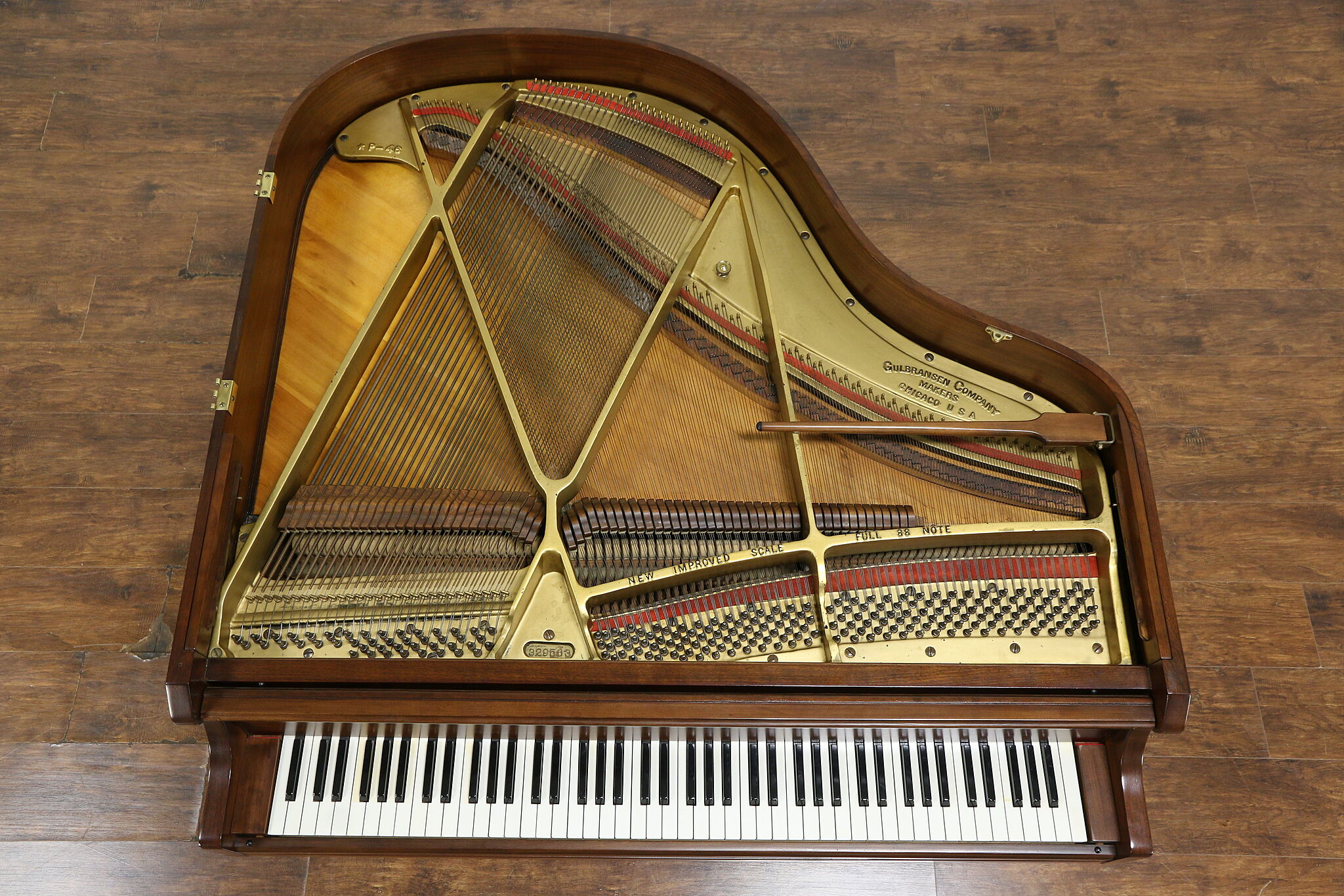 grand piano top view strings